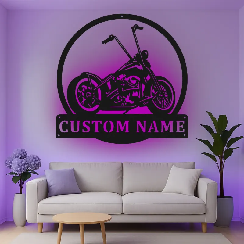 Insegna in metallo LED personalizzata per motociclisti, regalo per lui, decorazione per garage o man cave 1