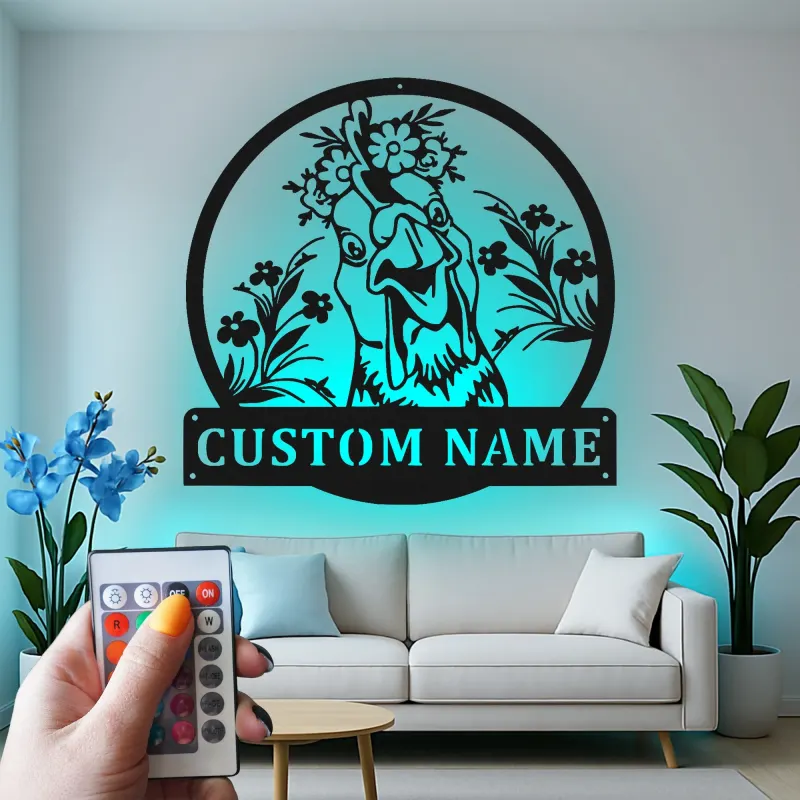 Insegna in metallo LED Pollo Personalizzata Regalo per Cucina o Decorazione da Fienile
