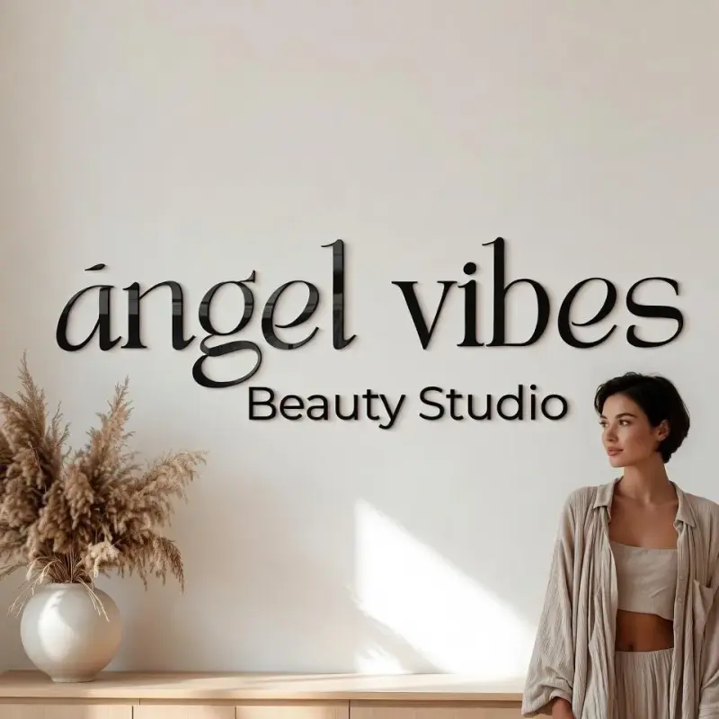 Modern Beauty Clinic Wall Logo Sign | 3D Gloss Black Acrylic | Custom Skincare Business Branding