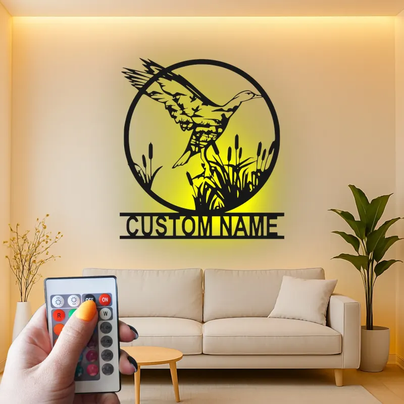 Décoration murale en métal personnalisée Oiseau en Vol avec rétroéclairage LED Cadeau pour amoureux de la nature Décor de chambre ou de salon