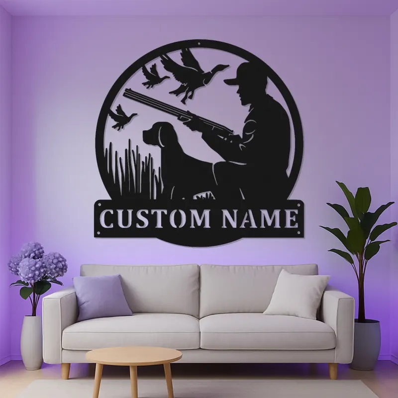 Custom Duck Hunting Metal Wall Art | LED Light Silhouette Sign | Personalized Hunter Gift | Rustic Cabin Decor