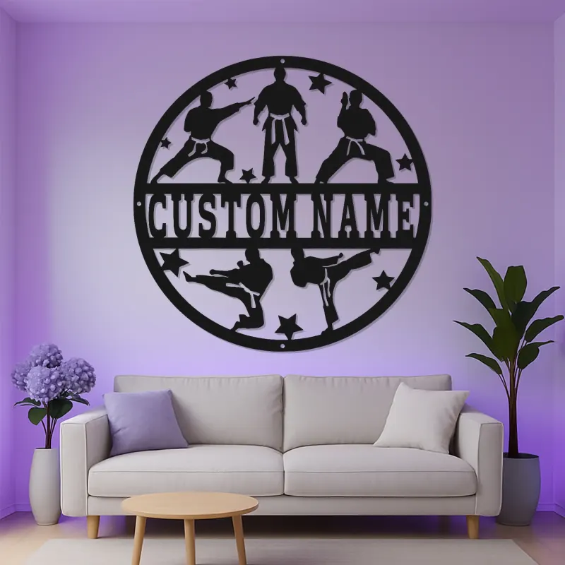 Personalized Karate Sign | Martial Arts LED Metal Wall Art | Custom Dojo Decor for Fighters | Gift for Martial Artist