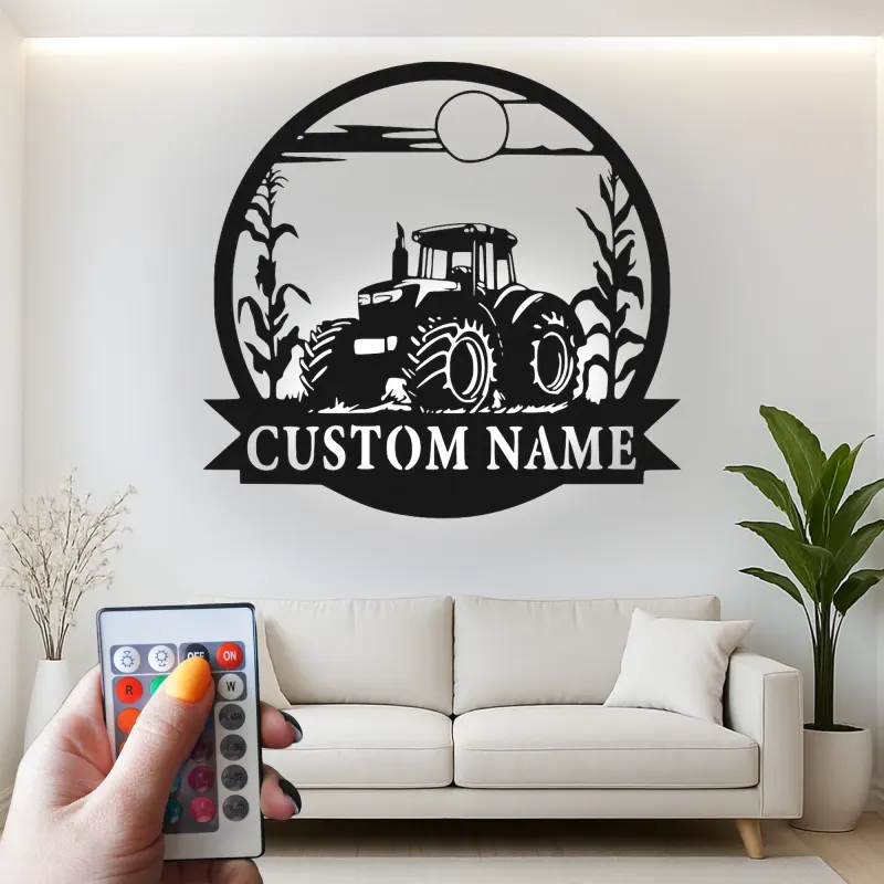 Cartel de metal LED de tractor personalizado Regalo para agricultores Decoración rústica para amantes de la agricultura