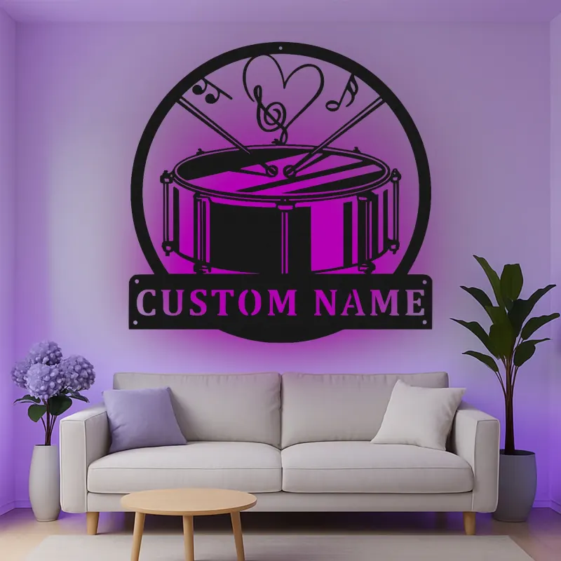 Cartel de metal LED de batería personalizado Regalo para amantes de la música Decoración de sala de ensayo o estudio