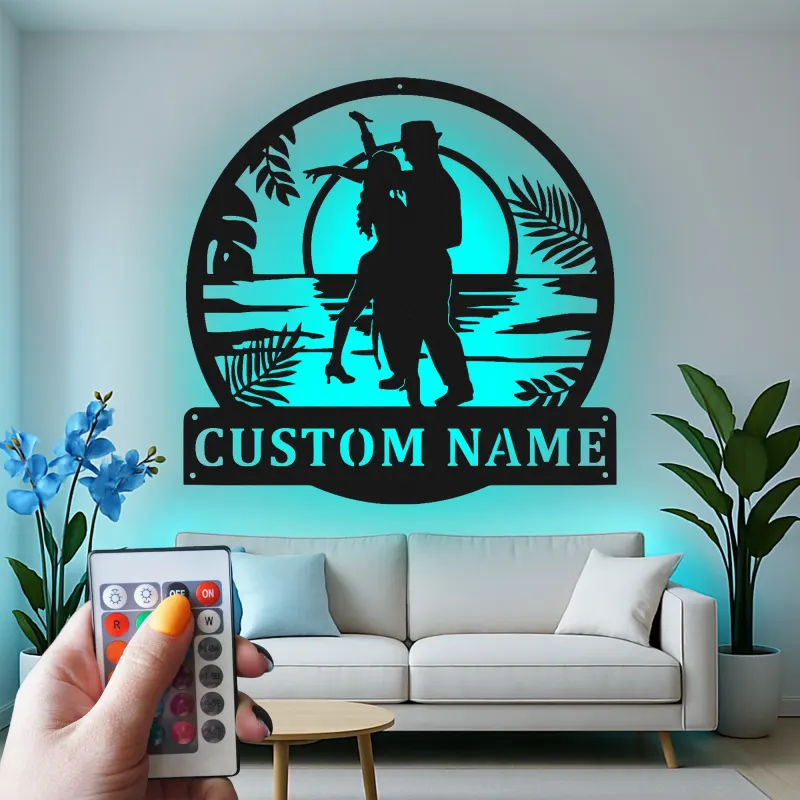 Personalisiertes LED-Licht Metallschild Romantischer Tanz - Geschenk für Paare im Schlafzimmer oder Wohnzimmer