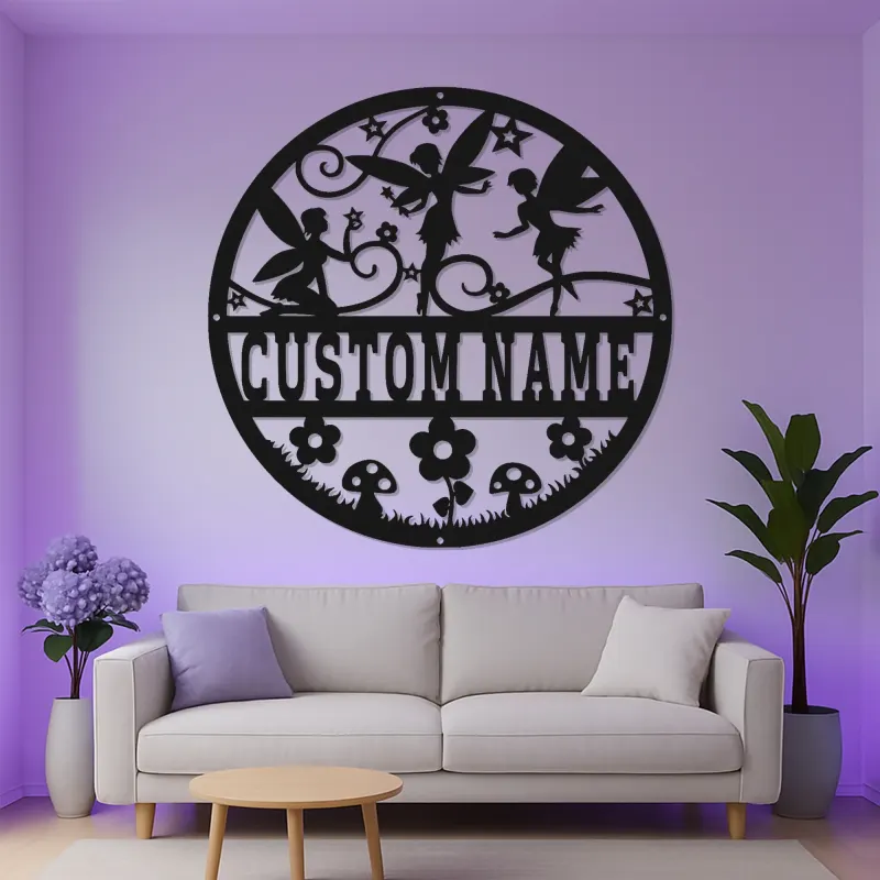 Personalisierte Feen-Namensschild mit LED | Individuelle Metall-Wandkunst | Verzauberte Kinderzimmer-Dekoration für Mädchen | Magisches Nachtlicht Geschenk