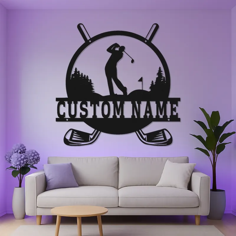 Personalized Golf Sign | LED Metal Wall Art for Man Cave Decor | Custom Name Golfer Gift | Golf Lover Wall Decor