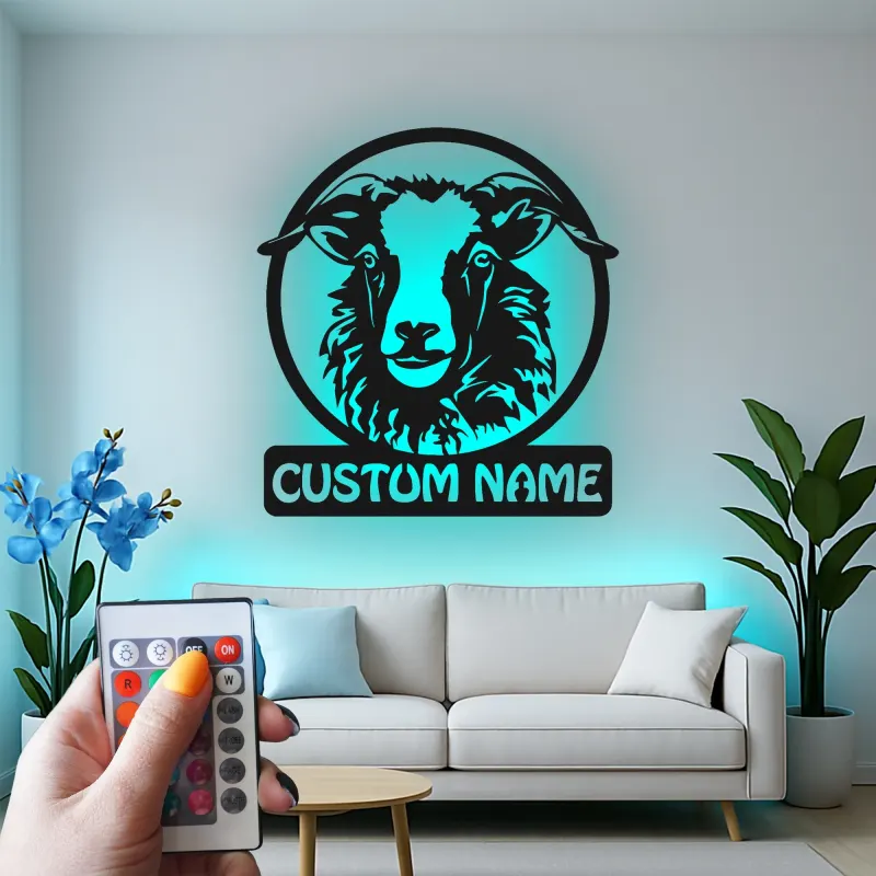 Custom Sheep Metal Sign | LED Farmhouse Wall Art for Barn & Ranch | Personalized Country Home Decor