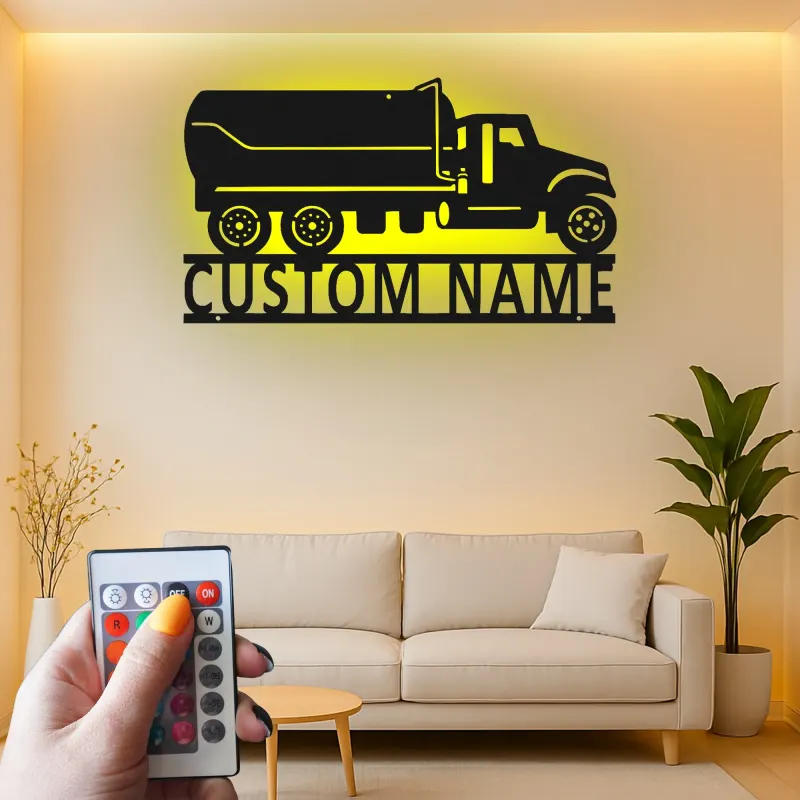 Personalisierte LED-Metall-Wandkunst mit Muldenkipper – Geschenk für Lkw-Fans, Garage oder Männerhöhle 10