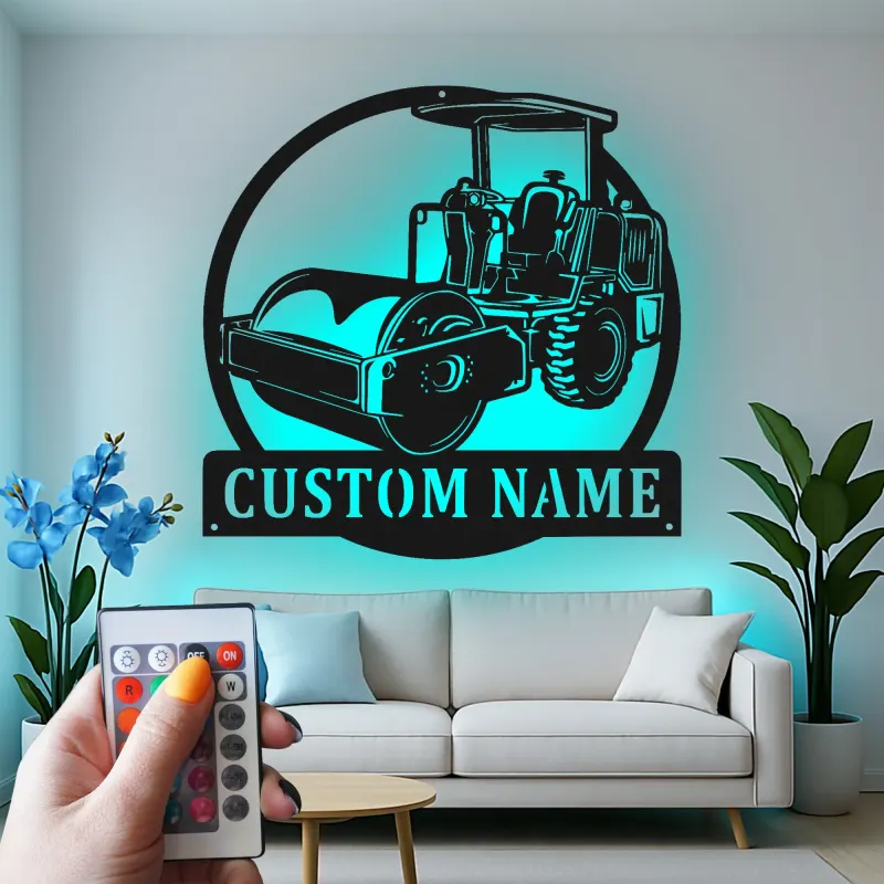 Panneau Métallique Routeur Personnalisé | Art Murale de Véhicule de Construction LED | Décoration de Machinerie Lourde | Cadeau pour Ouvrier de Construction