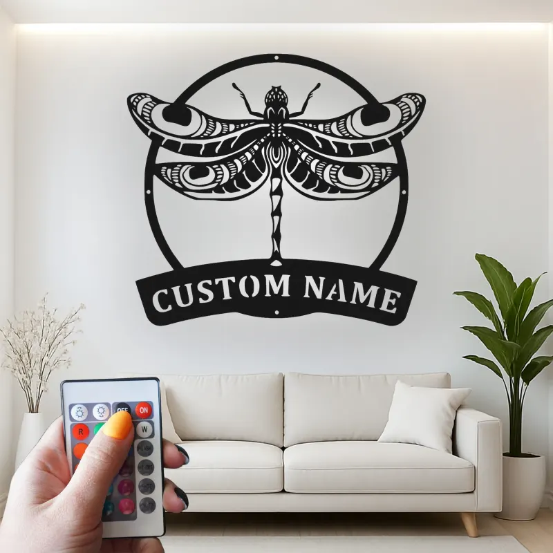 Insegna in Metallo LED a Forma di Libellula Personalizzata Regalo per Amanti della Natura Decorazione per Camera da Letto o Giardino 6