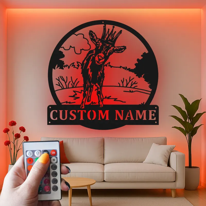 Custom Goat LED Sign | Personalized Metal Wall Art | Modern Farmhouse Decor & Gift for Animal Lovers | Barn & Nursery Accent
