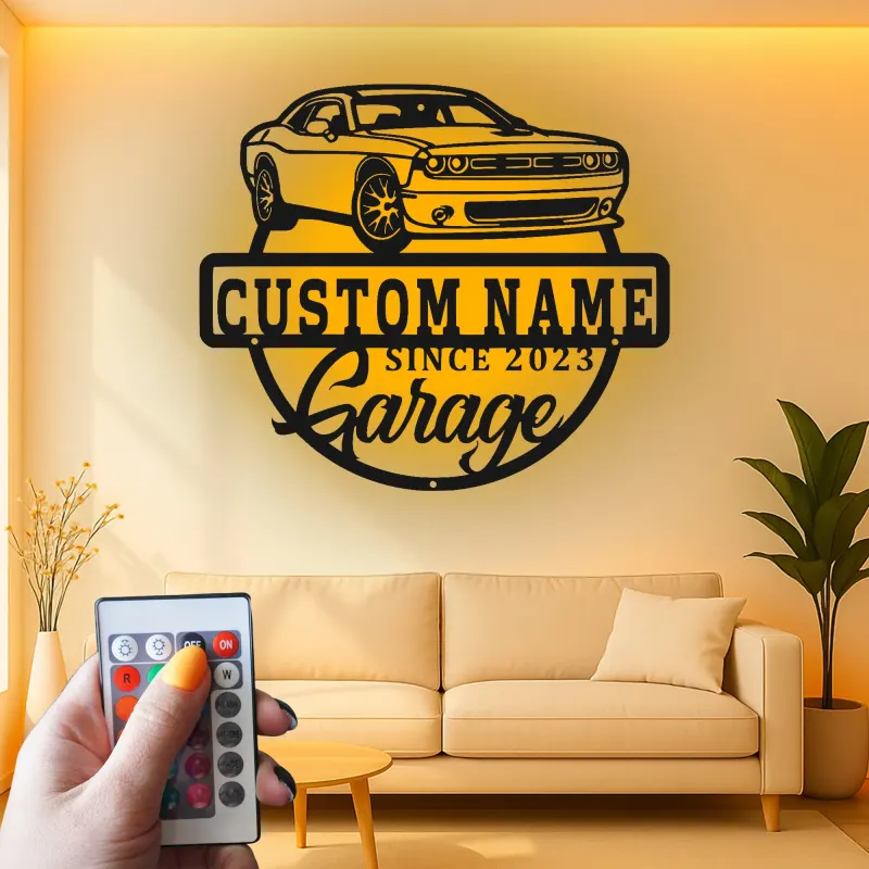 Custom Muscle Car Metal Sign | Personalized LED Garage Decor | Man Cave Wall Art | Gift for Car Enthusiast