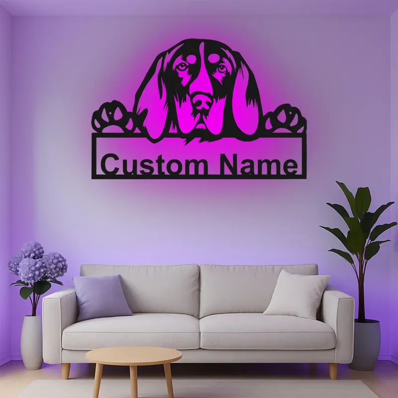 Cartel de metal LED de raza de perro personalizado Regalo para dueños de mascotas Decoración para salón o entrada 3