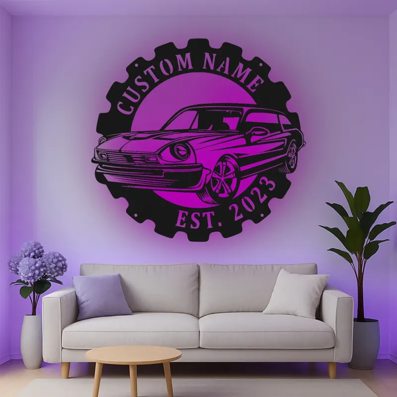 Cartel de metal LED de coche clásico personalizado regalo para entusiastas de coches decoración de garaje o cueva de hombre