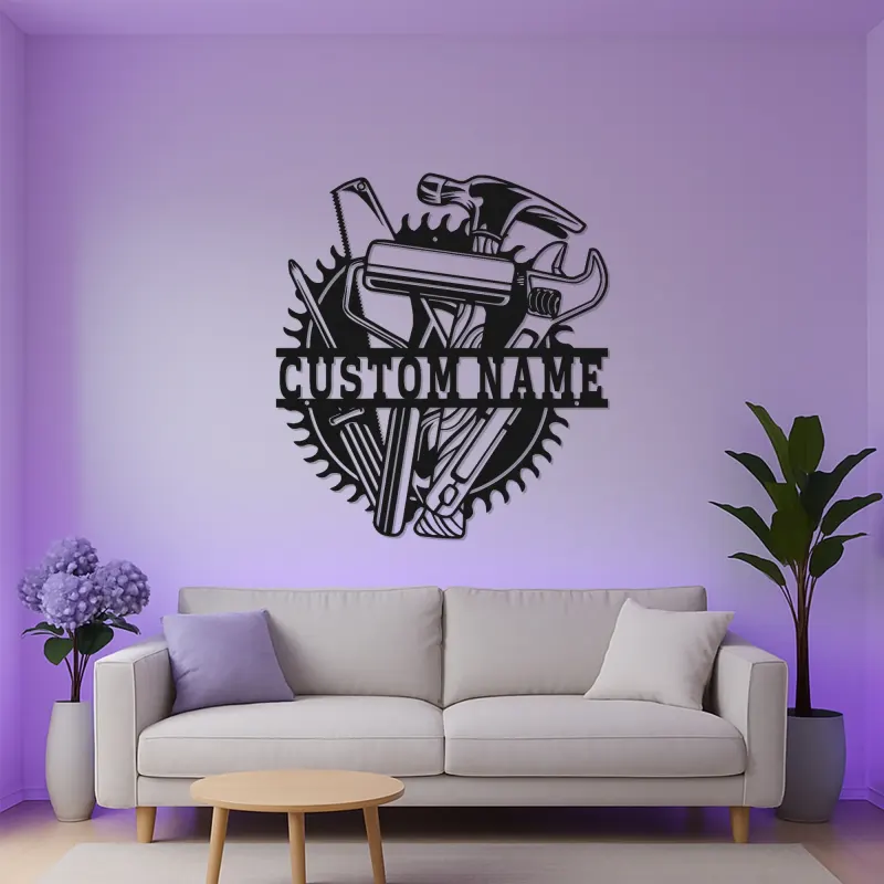 Panneau en métal de menuiserie personnalisé | Décor d'atelier pour bricoleur | Art mural en métal LED | Cadeau pour artisan