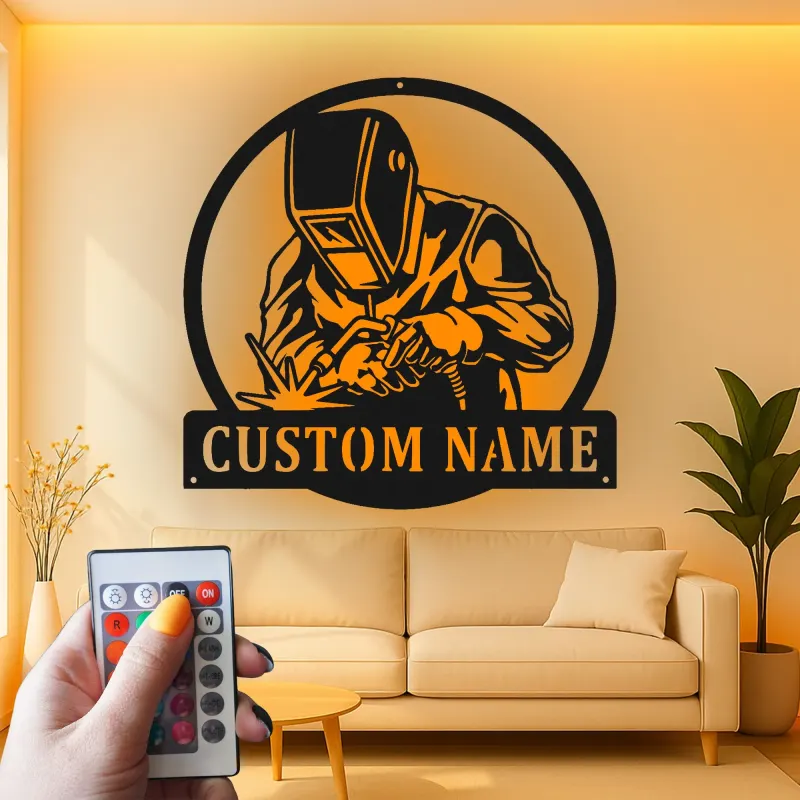 Cartel de metal LED personalizado para soldadores, regalo para mecánicos, decoración de taller