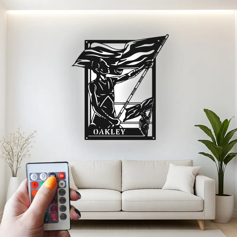 Custom Flag Bearer Led Light Metal Wall Art Personalized Gift for Patriotic Decor Living Room or Office Display