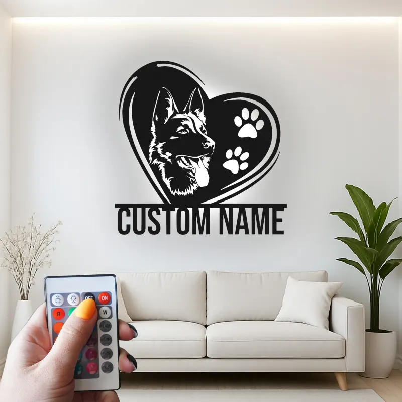 Custom German Shepherd Led Light Metal Wall Art Personalized Dog Lover Gift Living Room Pet Decor 7