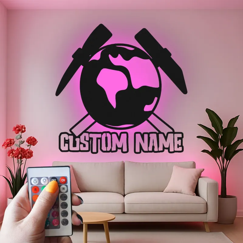 Custom Geology LED Metal Wall Art | Personalized Geologist Gift Sign | Earth & Rock Hammer Decor for Study Room & Office