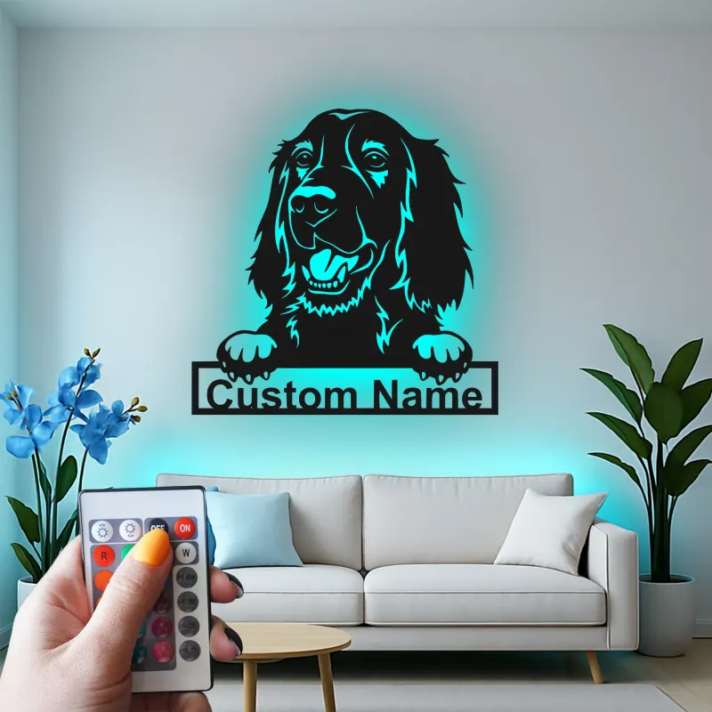 Décoration murale en métal LED personnalisée pour chien, cadeau pour les amoureux des animaux, décoration de salon ou de chambre