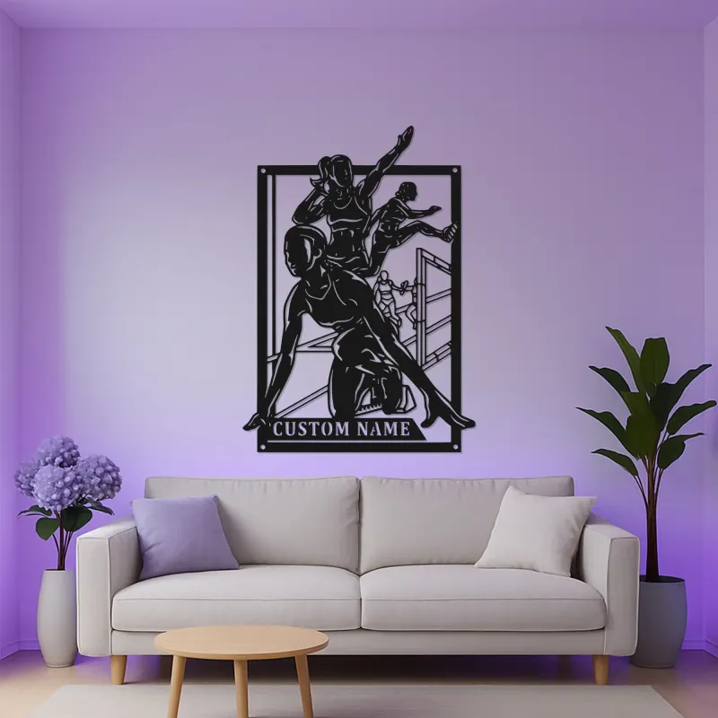 Cartel LED de atleta de obstáculos | Arte mural de metal personalizado | Decoración personalizada con nombre de corredor | Regalo para ella