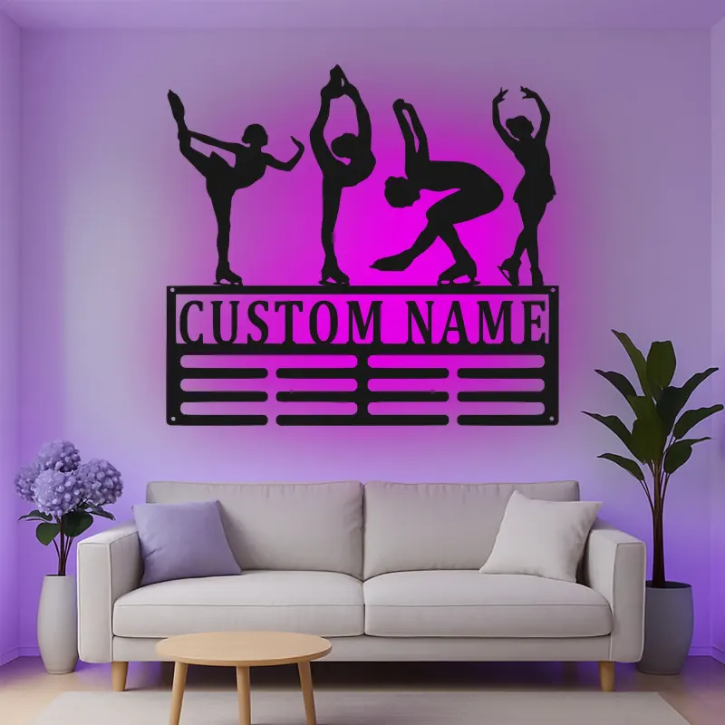 Cartel de metal LED personalizado de patinadora artística - Regalo personalizado para entusiastas del patinaje, decoración de dormitorio o estudio