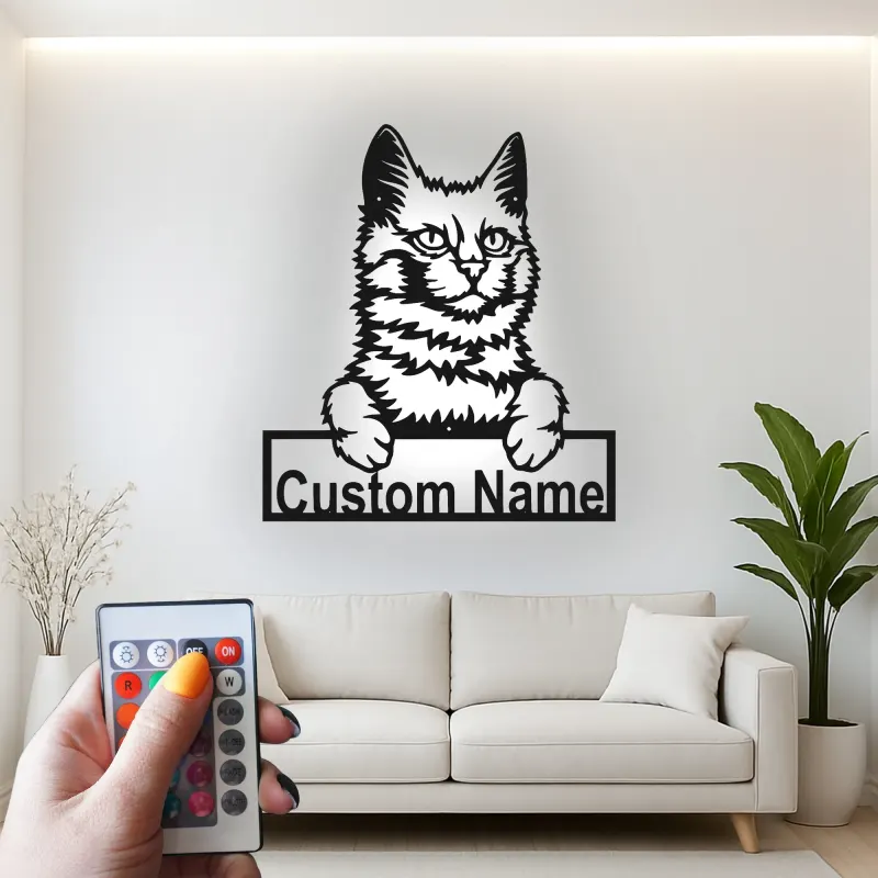Décoration murale en métal personnalisée avec lumière LED pour les amoureux des animaux