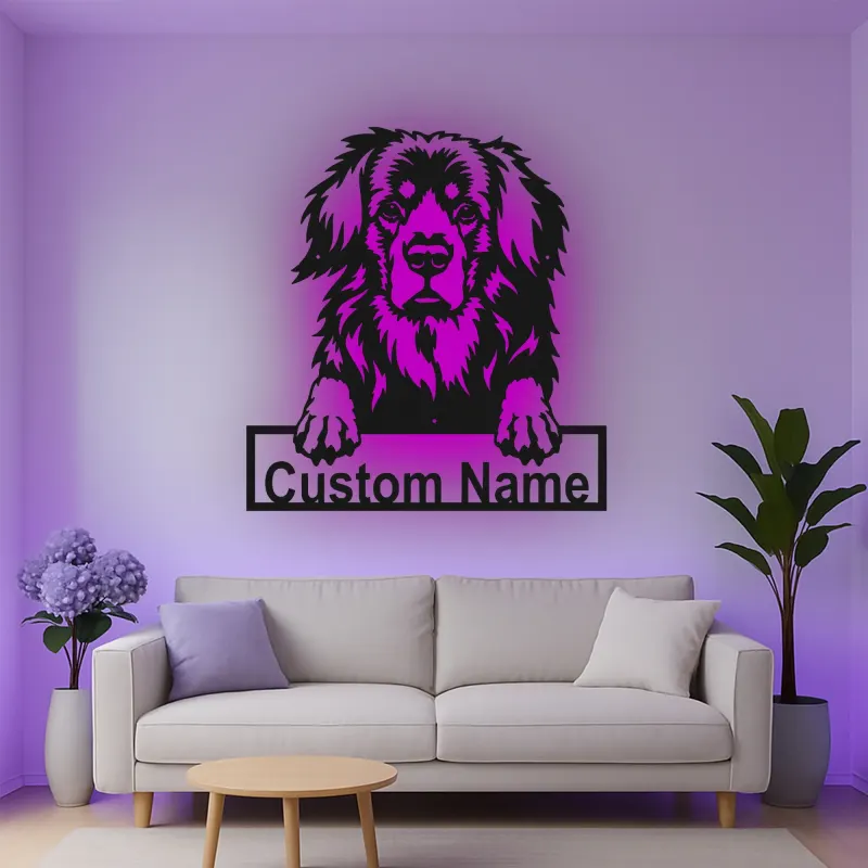Custom Bernese Mountain Dog Led Light Metal Wall Art Personalized Dog Lover Gift Living Room Pet Decor
