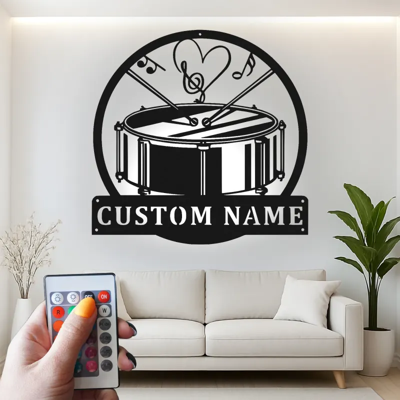 Cartel de metal LED de batería personalizado Regalo para amantes de la música Decoración de sala de ensayo o estudio