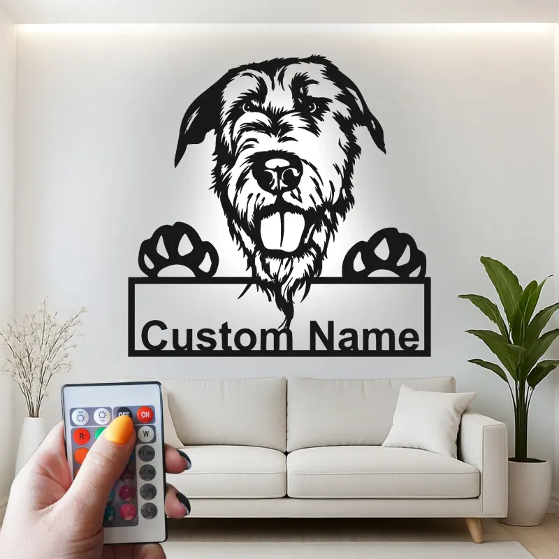 Custom Dog Breed Led Light Metal Wall Art Personalized Pet Parent Gift Living Room or Entryway Decor