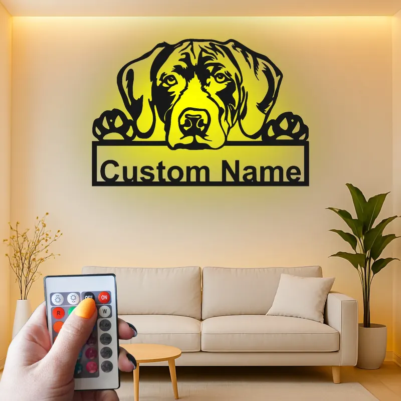 Insegna in metallo LED personalizzata per amanti dei cani con Alano - Regalo per la sala da pranzo 2