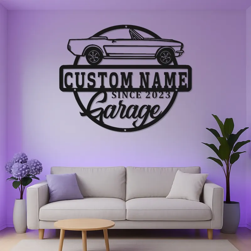 Individuelles LED-Schild für klassische Autos | Personalisierte Metall-Garagen-Dekoration | Vintage-Auto-Wandkunst | Beleuchtetes Männerhöhlen-Geschenk für Papa