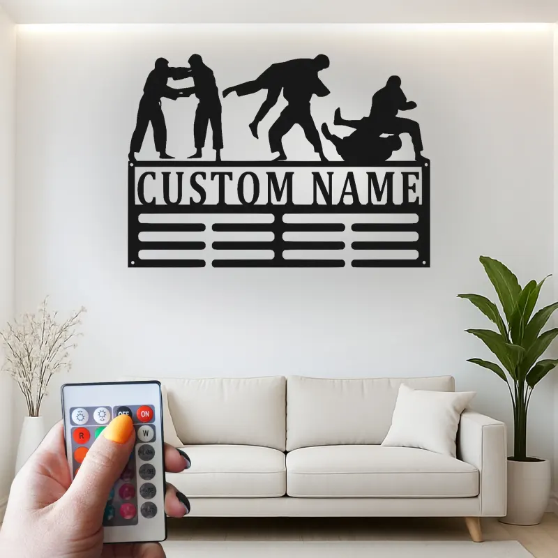 Custom Judo Martial Arts Led Light Metal Wall Art Personalized Gift for Martial Artists Gym or Dojo Decor