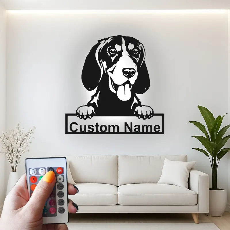 Custom Beagle Led Light Metal Wall Art Personalized Dog Lover Gift Living Room Pet Decor 3