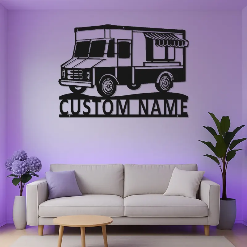 Personalized Food Truck Sign | Backlit LED Metal Wall Art | Custom Restaurant & Kitchen Decor | Chef Owner Gift