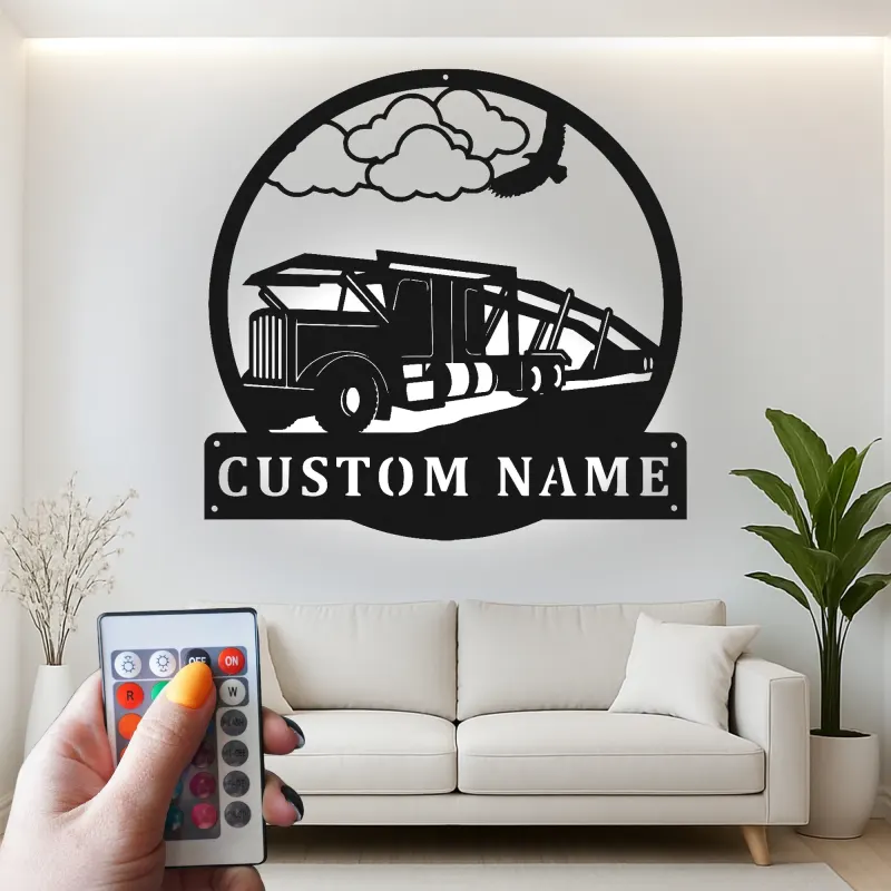 Custom Tow Truck Led Light Metal Wall Art Personalized Gift for Truck Enthusiasts Garage or Man Cave Decor