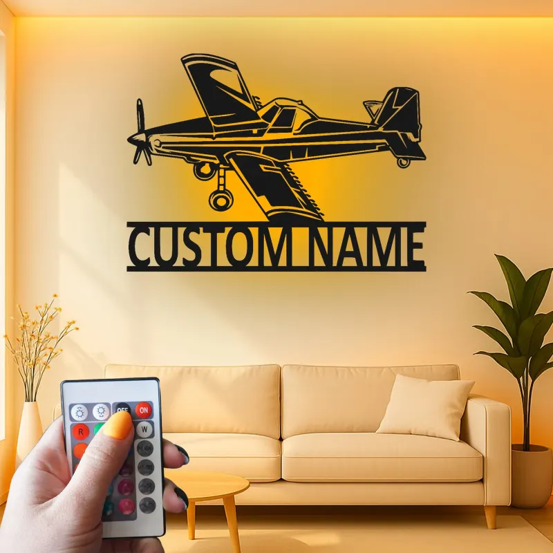 Insegna in metallo LED personalizzata per aereo - Regalo di aviazione per piloti - Decorazione per hangar o ufficio