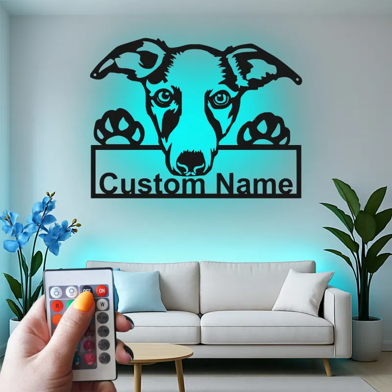 Cartel de metal LED de raza de perro personalizado Regalo para dueños de mascotas Decoración para salón o entrada 1