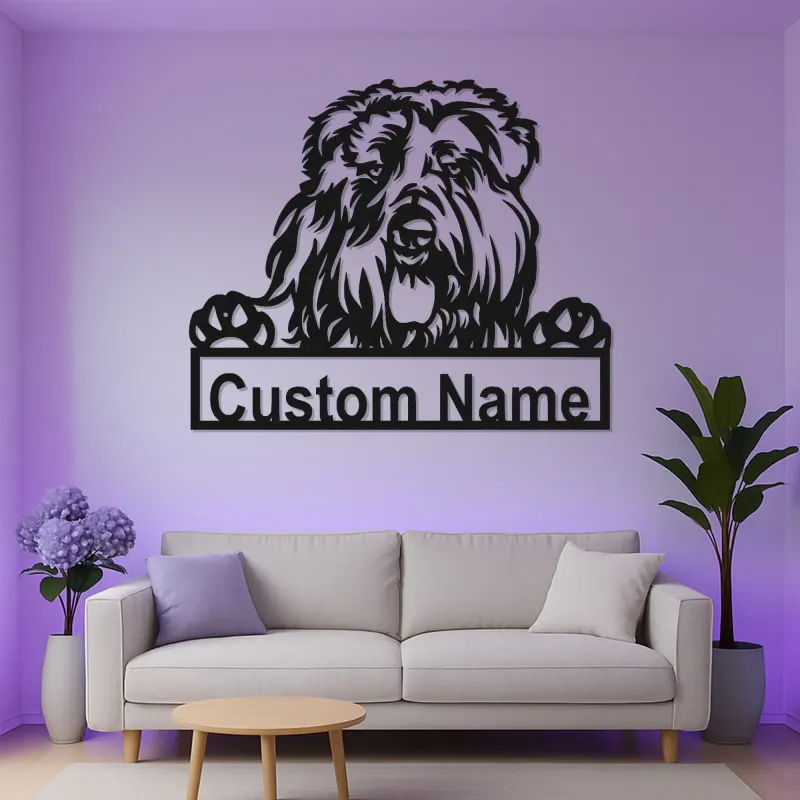 Panneau LED Old English Sheepdog | Décoration murale en métal personnalisée | Cadeau pour amoureux des chiens | Décor avec le nom de l'animal