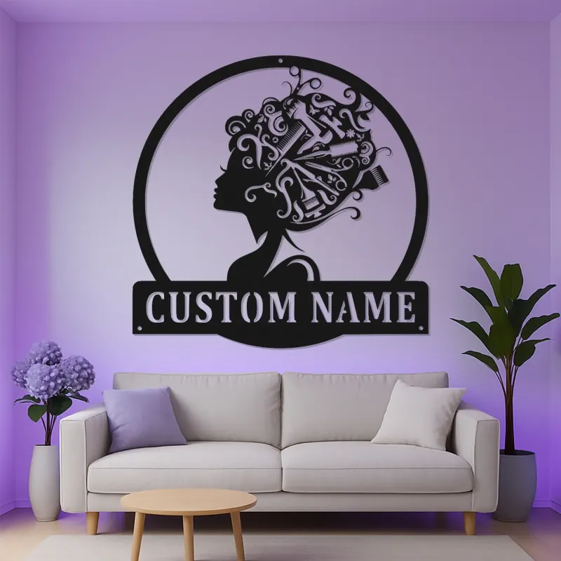 Custom Hairstylist LED Sign | Personalized Metal Wall Art for Salon Decor | Beauty Shop Logo & Hairdresser Gift