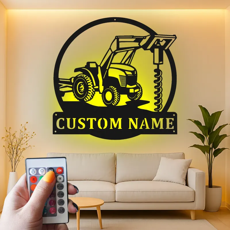 Personalisierte LED-beleuchtete Metall-Wandkunst Traktor Geschenk für Landwirte