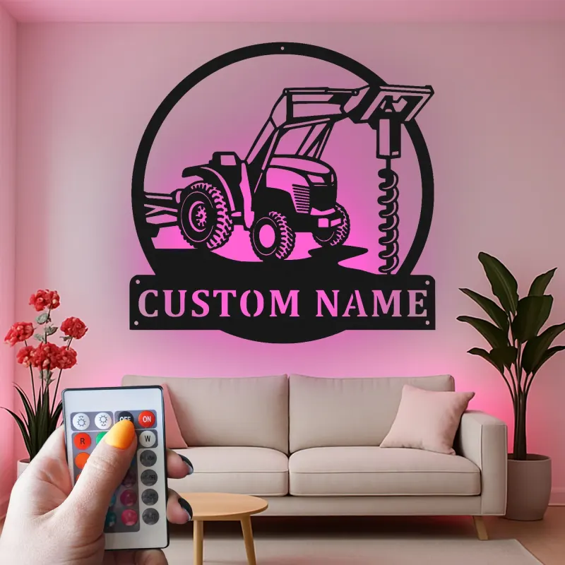 Personalisierte LED-beleuchtete Metall-Wandkunst Traktor Geschenk für Landwirte