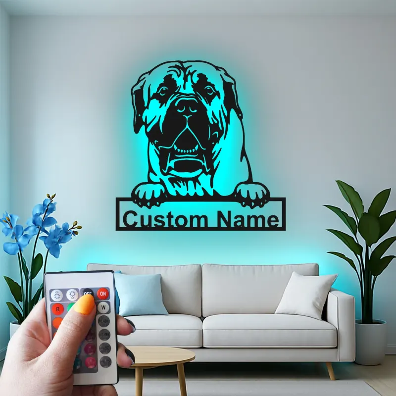 Insegna in metallo LED personalizzata per amanti dei cani Mastiff