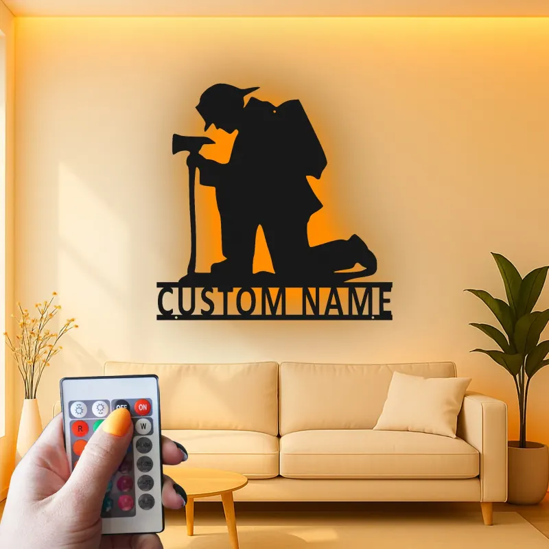 Panneau en métal personnalisé pour pompier | Décoration murale LED personnalisée | Décor de caserne et cadeau pour premier intervenant