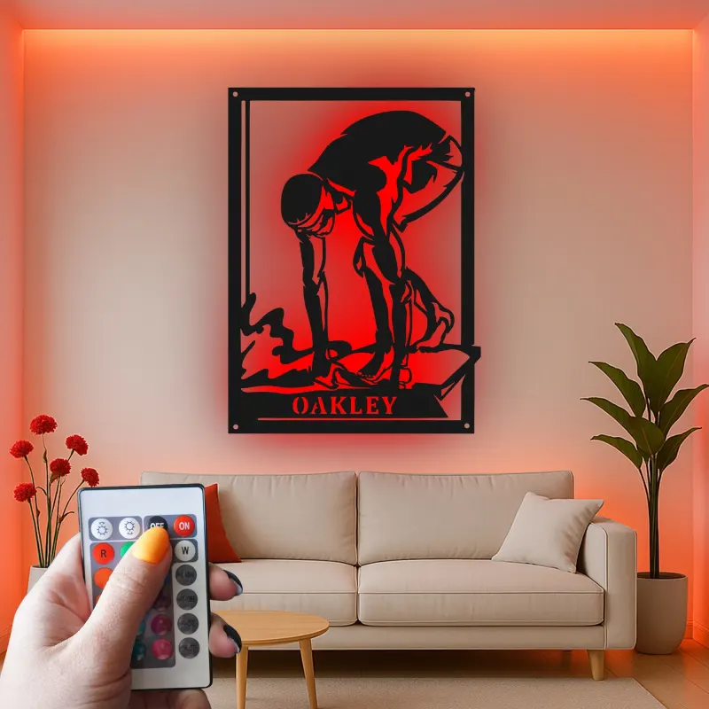 Décoration murale en métal personnalisée Nageur avec Rétroéclairage Cadeau pour Athlètes Décoration de Salle de Sport pour Passionnés de Natation