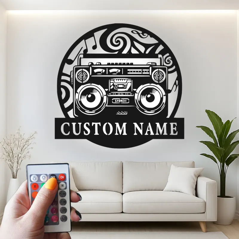 Custom Boombox Led Light Metal Wall Art Personalized Music Lover Gift Retro Decor for Music Room
