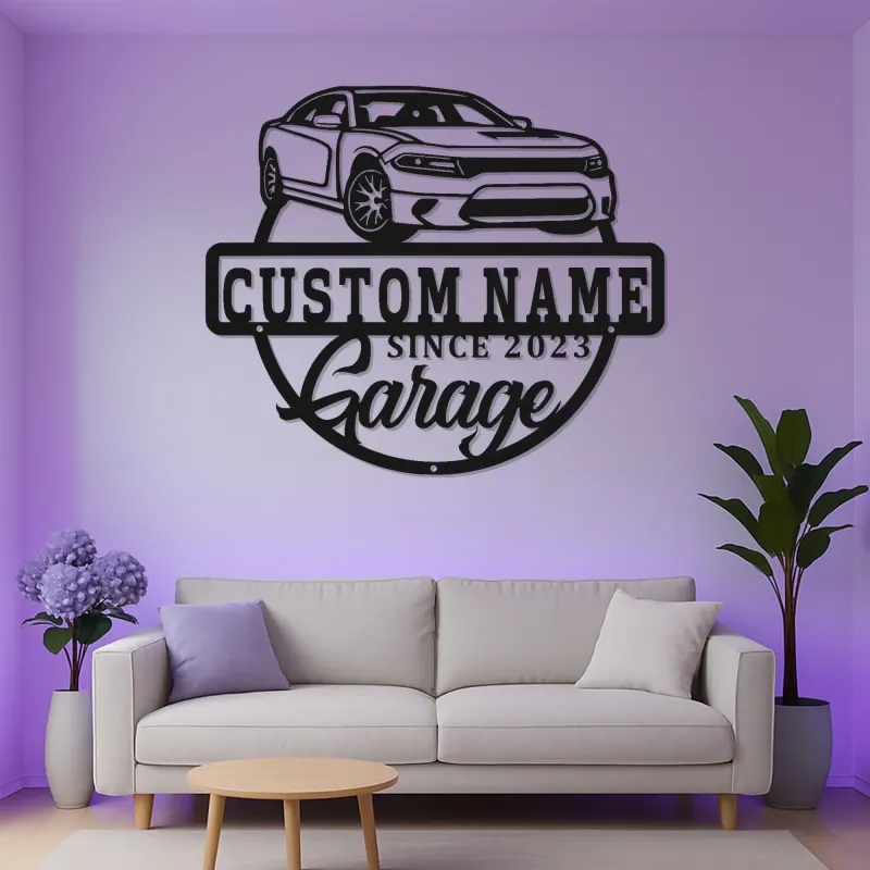 Panneau de garage LED personnalisé | Décoration murale en métal personnalisée | Décor automobile | Cadeau pour mécanicien
