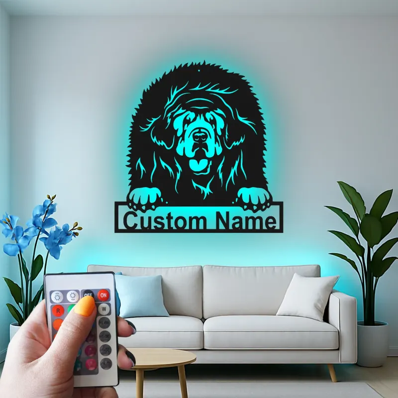 Tibet Mastiff Metall-Wandkunst | Personalisierte Hundeporträt LED-Leuchte | Geschenk für Tierliebhaber | Realistische Wohnkultur