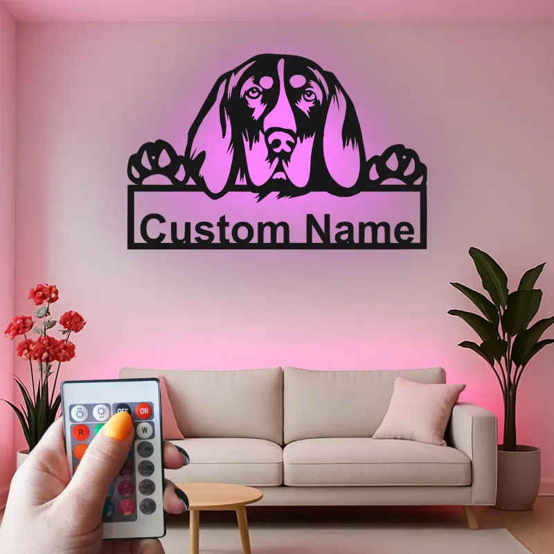 Cartel de metal LED de raza de perro personalizado Regalo para dueños de mascotas Decoración para salón o entrada 3